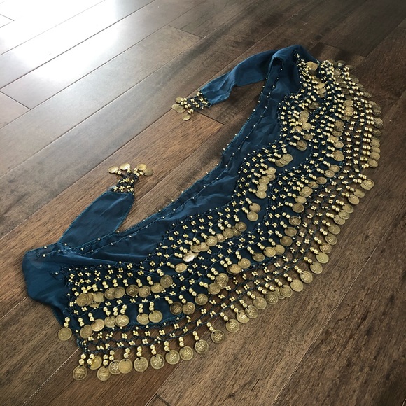 Nwot belly dance coin belt - turquoise - Picture 2 of 6